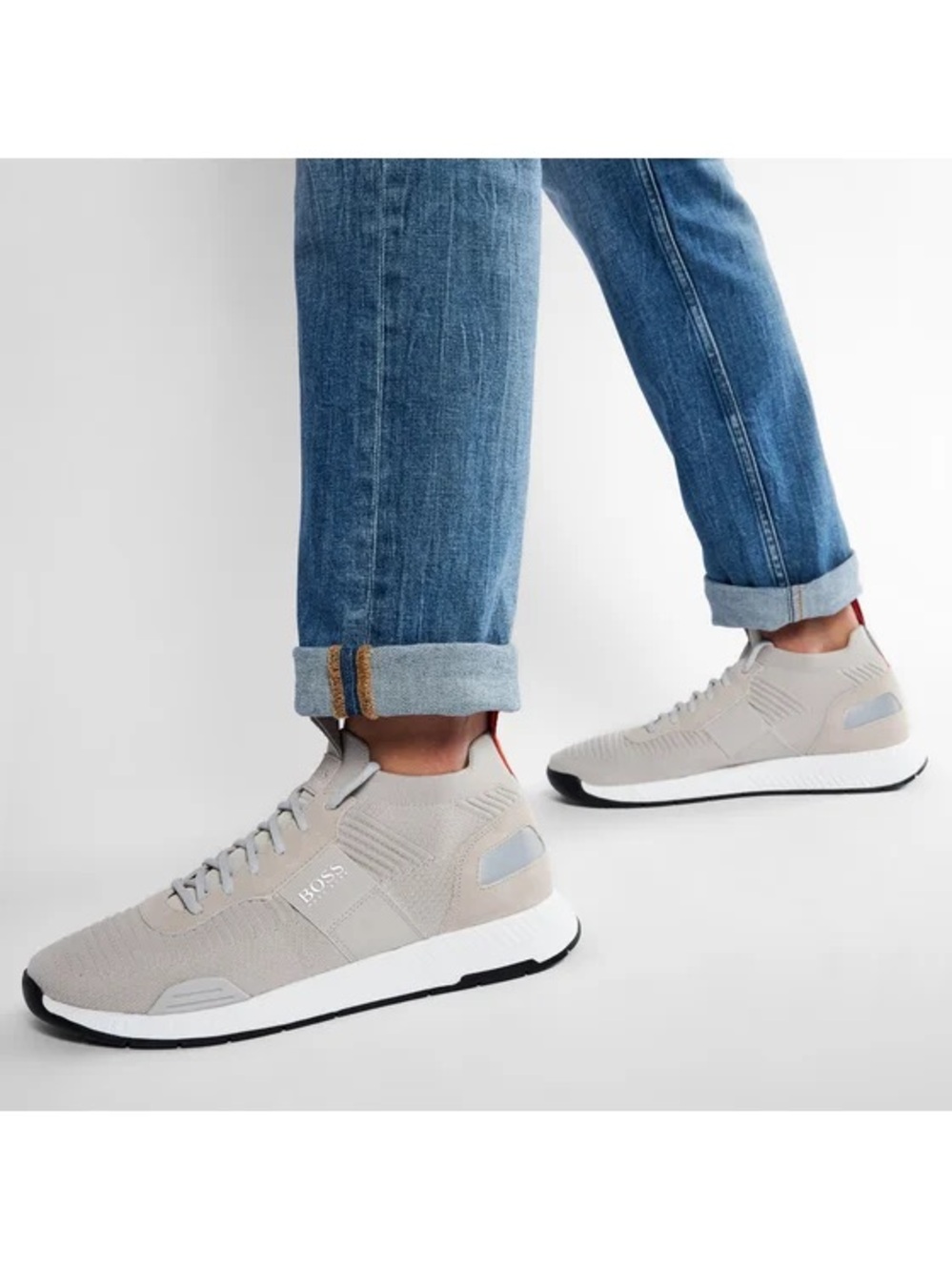 BOSS By Hugo Boss Grey Titanium Designer Trainer Shoes - Size 41